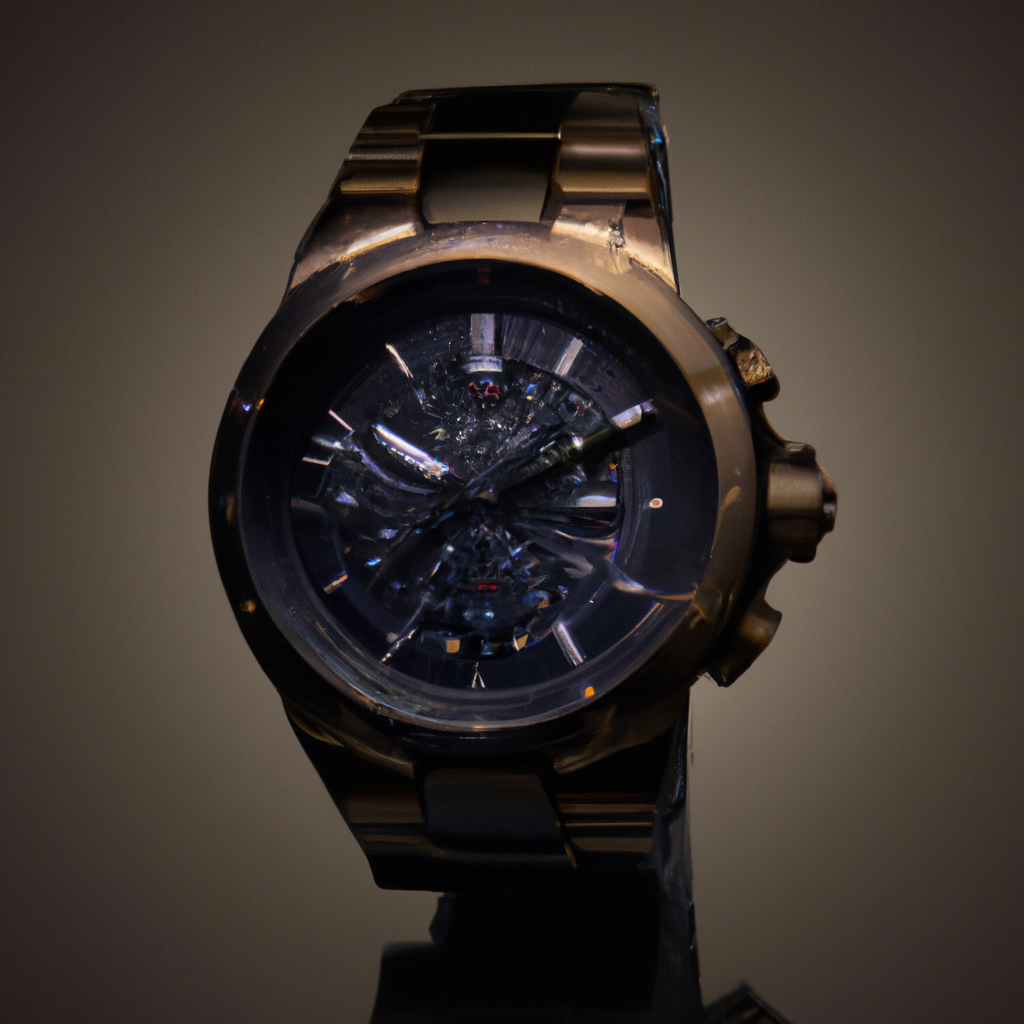 Close-up brushed steel wristwatch with macro lighting and specular control