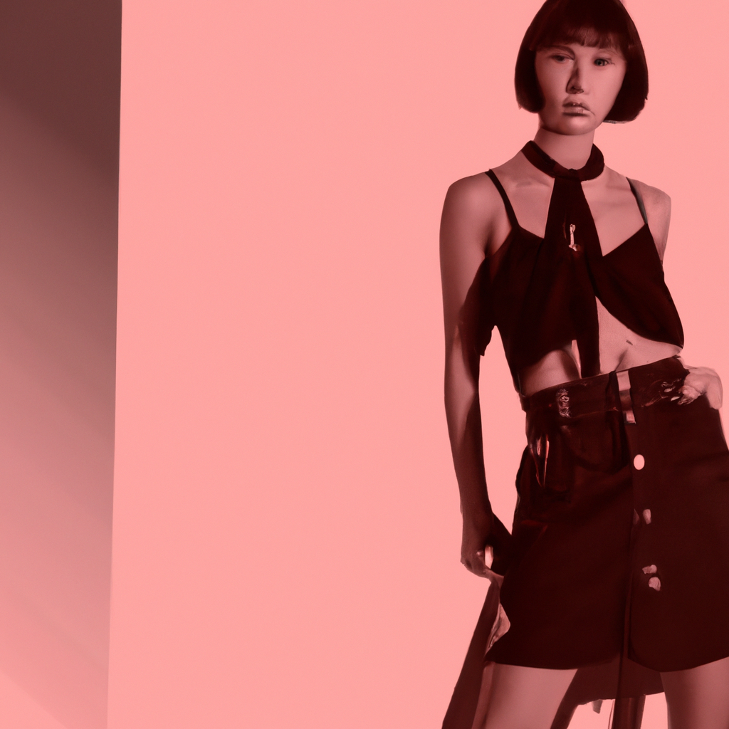 Editorial duotone fashion pose on cyclorama with sweeping highlight edge